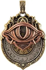 [COPPERTIST.WU] Tarot Vision Pendant - All-Seeing Eye Necklace, Tarot Card Symbol Pendant, Mystic Divination Jewelry, Spiritual Guidance, Fate Insights, Smooth Rotation, Medium, White Bronze & Brass &