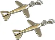 [TARAKI] 2Pcs Ancient Silver Airplane Clip Charm for Bracelets, Necklaces, Earring Charm, Zipper Pulls for Purses, Alloy Steel, No Gemstone