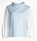 Harshman Perry Cotton Tunic Women’s Blouse Light Blue White Size XS New Luxury