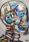 CORBELLIC EXPRESSIONISM 16X20 COLORFUL SKULL PROFILE ART HOME INTERIOR DESIGN