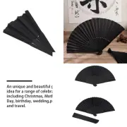 Dance Props Black Silk Folding Fan Bamboo Fans Ribs Hand Held Chinese Style