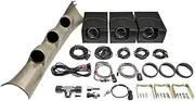 MaxTow Match Diesel Gauge Package Compatible with Dodge Ram 6.7L Cummins 2500 3500 2010-2018 - Double Vision 60 PSI Boost, 1500 F Pyrometer EGT & Transmission Temp Gauges - Taupe Triple Pillar Pod