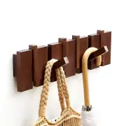 Wood Wall Mounted Coat Rack, Flip Down Wall Hook Rack with 6 Hooks, Entryway ...