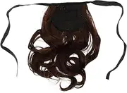 TOGEVAL Ponytail Wig Curly Human Hair Wig Clip in Ponytail Hair Extensions for Women Brown Ponytail Extension Curly Drawstring Ponytail Human Hair Ponytail High Temperature Wire Black