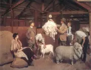 Weighing The Fleece - George Lambert Canvas Prints. - Framed & Ready to Hang