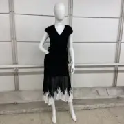 3.1 PHILLIP LIM Lace-Trim Midi Dress Women's Size 2 Black