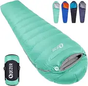 QEZER Down Sleeping Bag for Adults -3℃ 0℃ 5℃ Backpacking Sleeping Bag for Cold Weather with Compression Sack