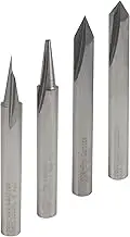 FOOS - Engraving CNC Wood Carving Router Bit Set - 4pcs - Solid Carbide - 1/4” Shanks = Profile + Carving Liner + 2 V Groove USA VETERAN OWNED