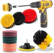 Masterspec 15PCS Drill Brush Kit Car Cleaning Attachment Set Sponge Scrubber Scr