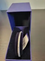 Swarovski Crystal Bangle Bracelet White - Gold Plating New In Original Box