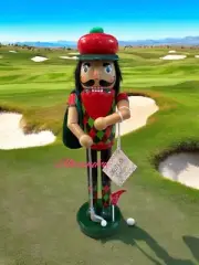 Wooden Golfer Nutcracker 15" Red and Green Christmas Home Decor New