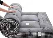 Japanese Futon Mattress, Foldable Floor Mat, Roll Up Tatami Sleeping Pad for Bedroom/Living/Tent (Gray, 150x190cm)