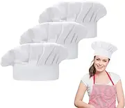 [JOMWEN] Chef Hat, 3 Pcs Adult Kids Adjustable Baker Kitchen Cooking Chef Cap, Bakery Hats for Cooking, Uniform Cap, White/Unisex