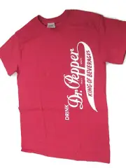 Dr Pepper Red Burgundy Side Logo Tee T-shirt Size Small
