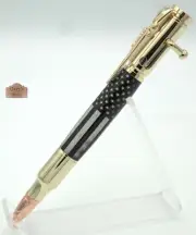 Bolt Action Patriotic Pen 24kt Gold - Distressed Thin Red Line Flag
