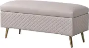 Storage Footstool PU Leather Ottoman Foot Rest Stool Footstool for Toy Box Bed End Shoe Bench Hallway Seating Storage Stool(Light Gray,100x40x45cm)