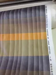 vintage rollover stripe Schumacher print cotton fabric by the yard orange gray