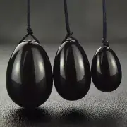 3pcs/set Drilled Natural Black Obsidian Yoni Egg Kegel Crystal Gemstone Spheres