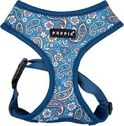 Puppia Cynthia Dog Harness A (Over-The-Head) Fashionable Paisley Pattern Spring Summer Harness for Small and Medium Dogs, Blue, X-Large