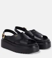 [Prada] Prada Leather platform sandals AU 8 black