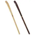Spice Gadget Handmade Leaf Spatula Black Bamboo Wood Tea Sticks Matcha Spoon