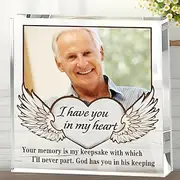 Personalized Photo Memorial Plaque, Custom Photo Acrylic Sympathy Gift for Loved One Loss, Tabletop Decor for Valentine's Day, Christmas, Thanksgiving, Graduat
