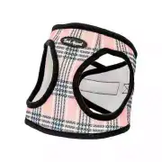 Bark Appeal Non-Choking Step In Plaid Mesh EZ Wrap Pink Dog Harness - Large