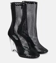 [Alaia] Alaïa La Cage mesh and PU wedge ankle boots AU 9 black