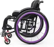 Lightweight Adult Wheelchair, Aluminum Alloy Wheelchair, Sport Folding Transport Wheelchair, Self-Propelled Manual Wheelchairs, Mobility Aids(Purple,Seat width 34cm/13.4in)
