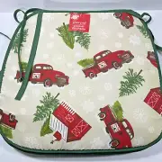 NEW Christmas Seat Cushions X5 Farm Fresh Trees and Red Country Pick Up Trucks