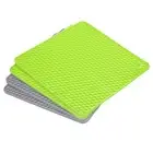 4pcs Trivet Mat Silicone Pot Holders Silicone Hot Pads-Light Grey+Green
