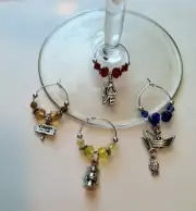 set of 4 I love camping and fishing wine glass charms (set #2)
