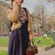 [二手] 古著 義大利製 Sonia Rykiel 綁帶 咖啡與黑色羊毛外套