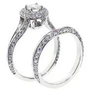 2.30 CT Diamond Encrusted Halo Engagement Ring in Platinum
