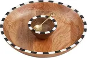 Mud Pie Checkered 12" 2" x 4" Dia | Spoon 5" Wood Chip Dip