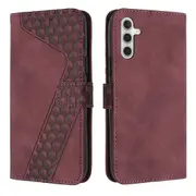 M14 5G Case PU Leather Flip Cover Magnetic Clasp Design Wallet Card Slots Stand Case - Red