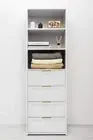 NNEDSZ GENEVA 3 SHELF 4 DRAWER BUILT IN WARDROBE - WHITE - HAMPTON - PULL BRASS
