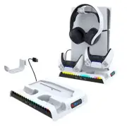 Charging Stand Cooling Fan For PS5 Slim Console Dual Controller Charger Dock RGB