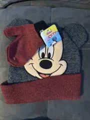 Disney Jr Mickey Mouse Hat and Mittens Todder Size OSFM Child's 2 Pc Set NWT
