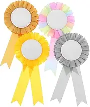 Healvian 4pcs Set Award Ribbon Rosette Set Vibrant Colors Sturdy Prize Ribbons for Celebrations Competitions Events Energetic Design
