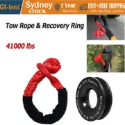 Recovery Ring Snatch Block Pulley 41000lbs Soft Shackle Tow Winch Rope Off Road