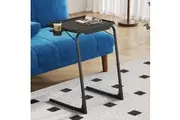 DREAMO Foldable Table Adjustable Tray Laptop Desk with Removable Cup Holder-Black