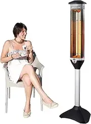 Electric Patio Heater, Standing Outdoor Heater, Waterproof Space Heater,Tip-Over Shut Off, Garden Heating Lights for Courtyard, Garage Little Surprise