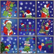 9 Sheets Grinch Christmas Decorations Window Clings, 102pcs Christmas Window Stickers for Home School