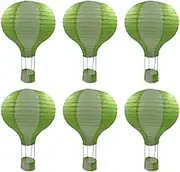 6pcs 30x45cm Stripes Hot Air Balloon Wedding Party Hanging Decor Chinese Paper Lantern Lamps A: Green White