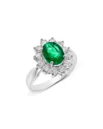 Bloomingdale's Fine Collection Emerald & Diamond Halo Starburst Ring in 14K White Gold