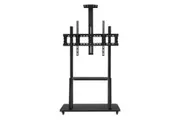 Mobile TV Stand Mount Bracket Trolley 50-98 Inch LED LCD Screen Monitor Television Cart with Media Storage Shelf Wheels Adjustable Freestanding Black