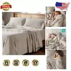 Cooling and Fade Resistant King Sheet Set - 4 Piece Bedding in Linen Color
