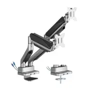 Brateck Dual Monitor Economy Heavy-Duty Gas Spring Monitor Arm with USD 3.0 Ports Fit Most 17'-35' Weight Capacity (per screen 15kg LDT52-C024U