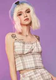 Freak Show Plaid Tie Back Crop Top